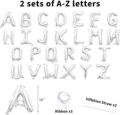 52 Pieces 16 Inches A-Z Letter Balloons – 2 Sets of Alphabet Mylar Balloon - Image 2