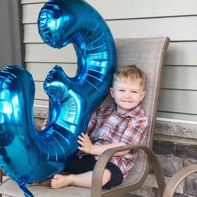 40 Inch Blue Large Numbers Balloons 0-9, Self Inflating Foil Number 6 Helium - Image 5