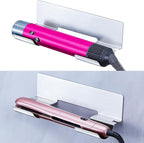 Hair Dryer Holder Wall Mount Blow Dryer Holder, Adhesive Straightener Holder, Curling Iron Holder for Bathroom Salon Barber Shop Hotel, Hair Tools Organizer Storage (Silver)