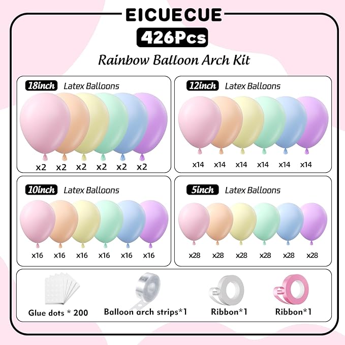 426Pcs Pastel Balloon Arch Kit - Image 2