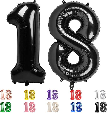 18 Balloon Numbers 40Inch for 18th Year Old Birthday Decorations, Inflation by Mluchee