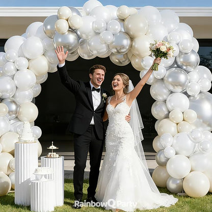 RainbowQ 165 Pcs Double Stuffed Pearl White Balloons Arch Different Sizes | - Image 6