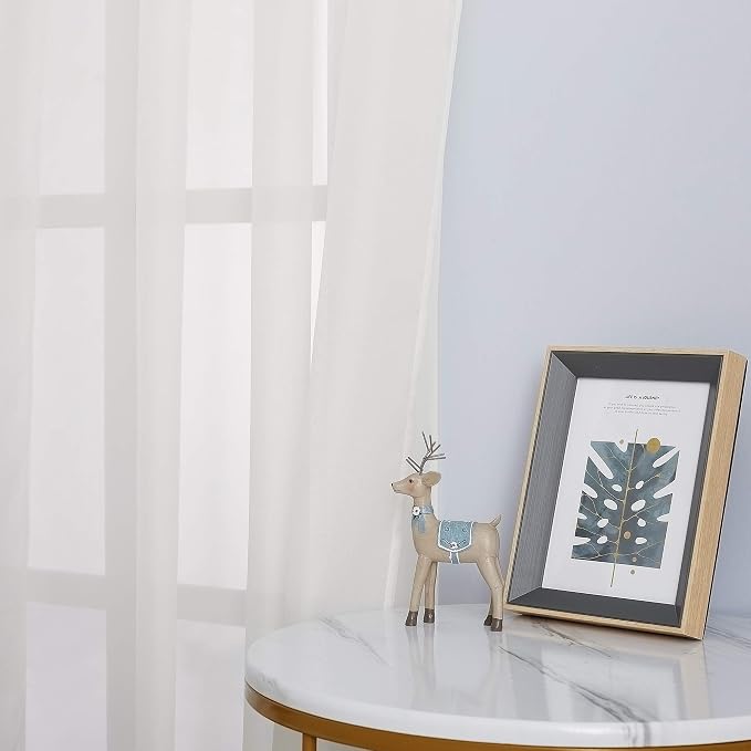 NICETOWN Beige Sheer Window Curtains Extra Long, W70 x L108 - Image 5