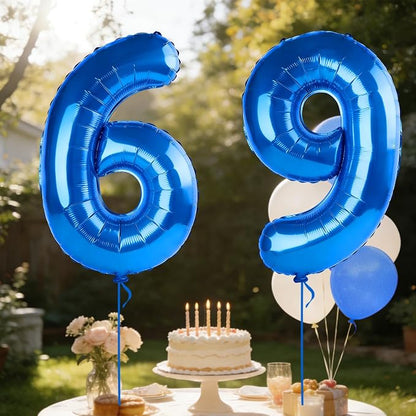 40 Inch Number 69 Balloons for 69th Birthday Party Decorations, 0-100 Dark Blue - Image 3