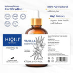 HIQILI 1 Fl Oz Vanilla Essential Oil, Undiluted Natural Strong Fragrance Add in Skin Perfume, Unscented Lotion, Candle Soap Making Scent, Relax at Home with Diffuse Warm Sweet Aroma