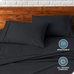 Bare Home Premium 1800 Ultra-Soft Microfiber Pillowcase Set - Double Brushed - Hypoallergenic - Wrinkle Resistant (Standard Pillowcase Set of 2, Black)
