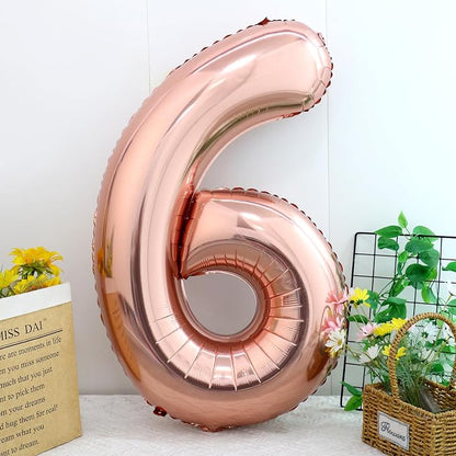 40 Inch Rose Gold Number 6 Balloon, Giant Number Balloons, Birthday Decor | - Image 2