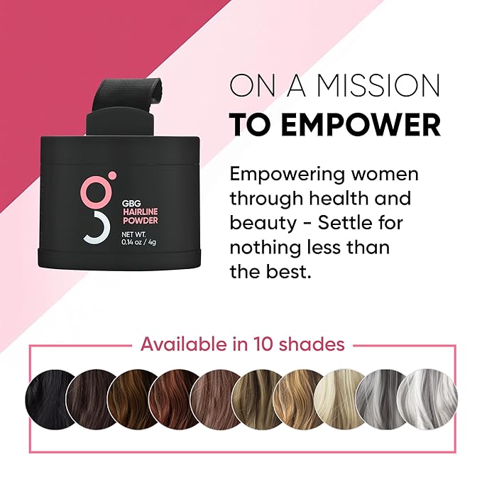 GBG Hairline Powder, Light Brown - 48-Hour Coverage Root Touch Up Powder for Bald Spots, Instant Hair Loss Concealer & Brightening Highlights - Hair Fillers for Thinning Hair for Women & Men, 4g