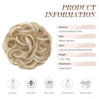 FESHFEN Messy Bun Hair Piece - Elastic Wavy Curly Hair Bun Scrunchies Extensions Synthetic Chignon Hairpieces for Women Girls, Dirty Blonde 1.5 oz