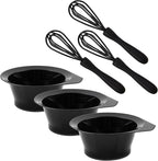 Hair Dye Bowl and Whisk Set - 3 Salon Mixing Bowls and 3 Color Whisks - Professional Hair Color Mixing Kit with Tint Bowls and Mixers for Hair Dye Application