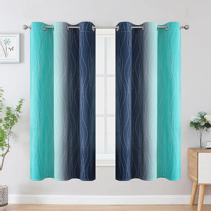 Teal and Navy Blue Blackout Curtains - Image 2