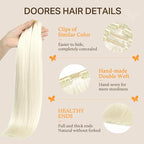 DOORES Human Hair Extensions Clip in, White Blonde 120g 7pcs 16 Inch, Remy Clip in Hair Extensions for Women Natural Thick Weft