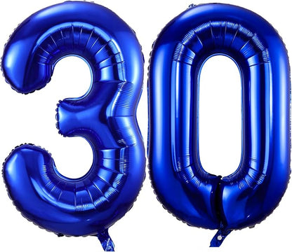 Navy Blue 30 Balloon Numbers, 40 Inch Dark Blue 30 Birthday Balloons Large Foil by BBPOOL