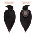 Hair Toppers for Women Real Human Hair With Bangs, 13 * 15 cm Larger Silk Base 150% Density Clip In Topper Hairpieces, Wiglet Top Pieces Add Volume -14 Inch 01B Natural Black