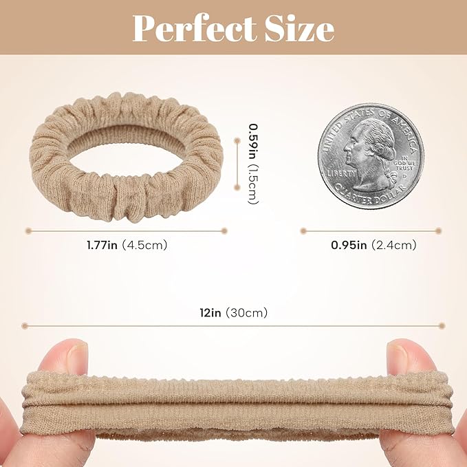 WantGor Hair Ties, Women 10PCS Hair Bands No Damage Elastic Scrunchies Seamless Ponytail Holders Hair Accessories Head Bands for Women's Thick Thin Hair (Khaki)