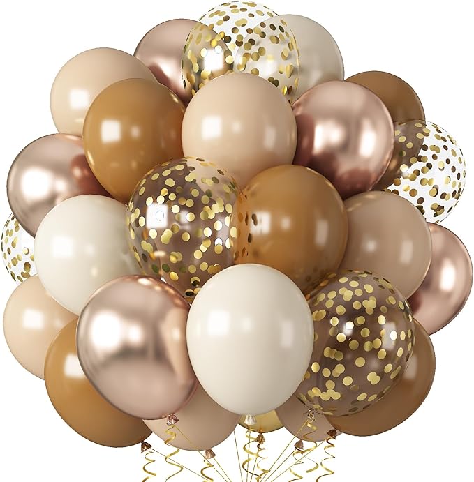 Brown Gold Balloons, Nude White Sand White Cream Coffee Balloon by Togvu
