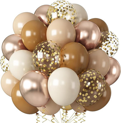 Brown Gold Balloons, Nude White Sand White Cream Coffee Balloon by Togvu