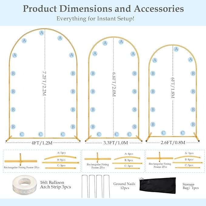 DEVISEFUN 7.2FT, 6FT Arch Backdrop Stand - Image 3