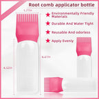 BLAAROOM Root Comb Applicator Bottle 6 Ounce, 2 Pack Hair Oil Applicator with Root Comb Brush - Dark Pink