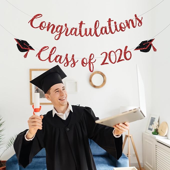 Congratulations Class of 2026 Banner, Congrats Grad Party Decor, 2026 - Image 6