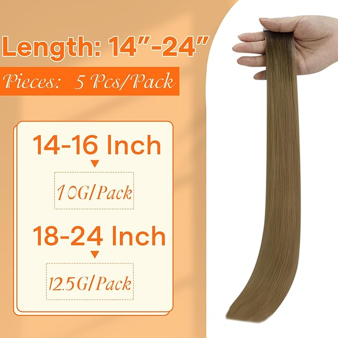 Full Shine Injected Tape in Hair Extensions Color R3 Dark Brown to 8 Light Brown Ombre Seamless Tape in Extensions Virgin Real Human Hair 18Inch Silky Straight 12.5Grams 5Pcs for Postpartum Women