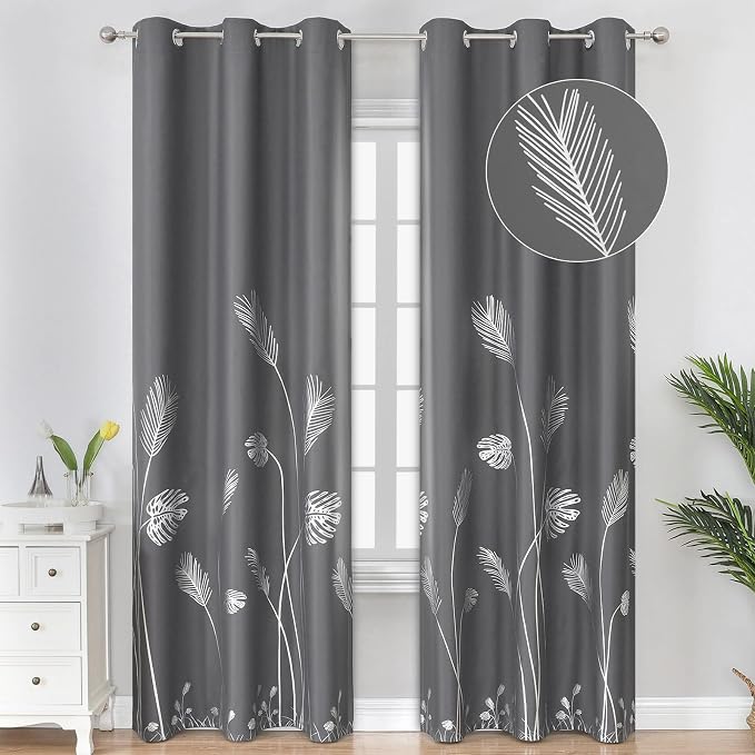 Dark Grey Blackout Curtains for Bedroom, Room Darkening Thermal Insulated by ESTELARTEXTILER