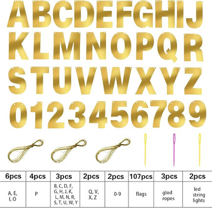 TaoBary 112 Pcs DIY Letter Kit Glitter Customizable Banner Letters Include 107 - Image 2