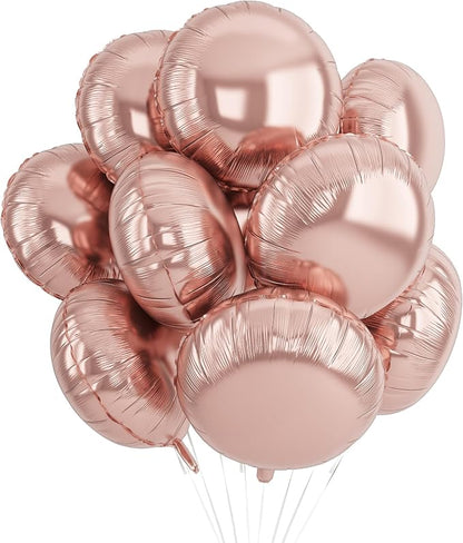 20PCS 18 Inch Round Foil Balloon, Rose Gold Round Shaped Balloons, Round Shape by Paready