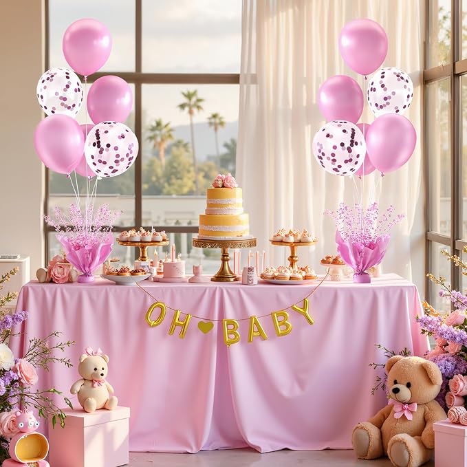 Pink Balloon Table Centerpiece Kit, 6 Sets Pink Balloon Stands - Image 3