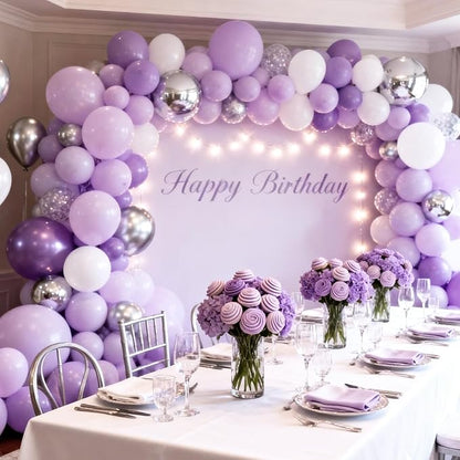 RUBFAC Pastel Purple Balloons Different Sizes Lavender Balloon 154pcs | Purple - Image 5