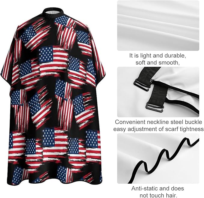 Extra Long Professional Salon Cape, Cool American Flag Apron Haircuting Salon Cape Gown for Hair Cutting Styling