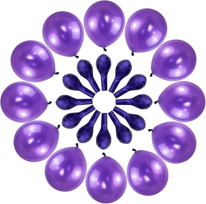 120 Pack Pearl Purple Balloons, Bright 12 inch Royal Purple Latex Party Balloons - Image 2