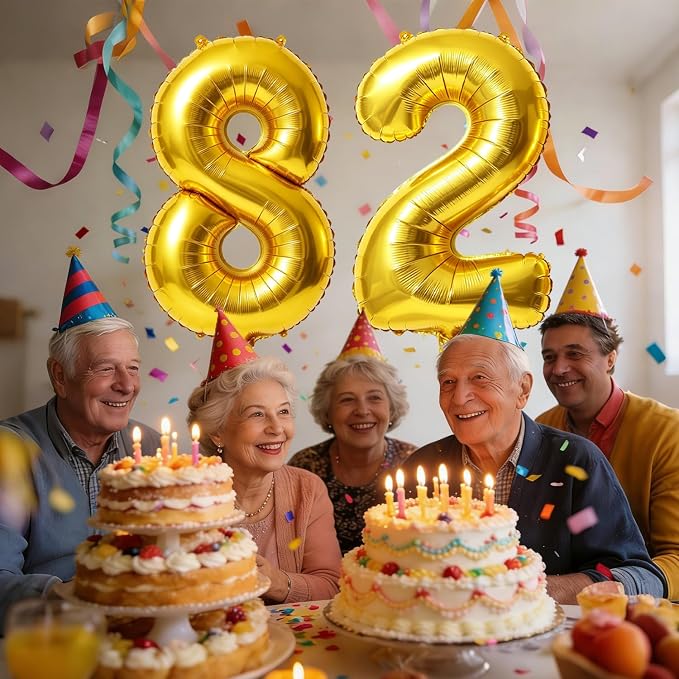 40 Inch Number 82 Balloons for 82nd Birthday Party Decorations, 0-100 Gold - Image 2