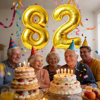 40 Inch Number 82 Balloons for 82nd Birthday Party Decorations, 0-100 Gold - Image 2