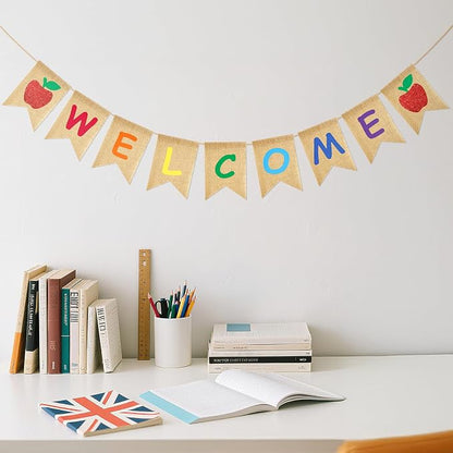 Welcome Burlap Banner Sign Classroom NO DIY Welcome Back to School Banner | - Image 7