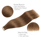 WENNALIFE Tape in Hair Extensions Human Hair, 20pcs 50g 22 inch Light Auburn Brown Remy Hair Extensions Straight Human Hair Tape in Extensions Skin Weft Tape Extensions Human Hair