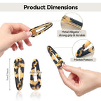 Hair Clips for Women, Duck Billed Alligator Clips Cellulose Acetate, No Crease Flat Hair Barrettes for Bangs Thick/Thin/Long/Curly Hair, Marble Tortoise Hair Styling Accessories (Black)
