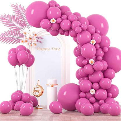 Voircoloria 130pcs Retro Hot Pink Balloons Arch Kit, 18 12 10 5 Inch | by Voircoloria