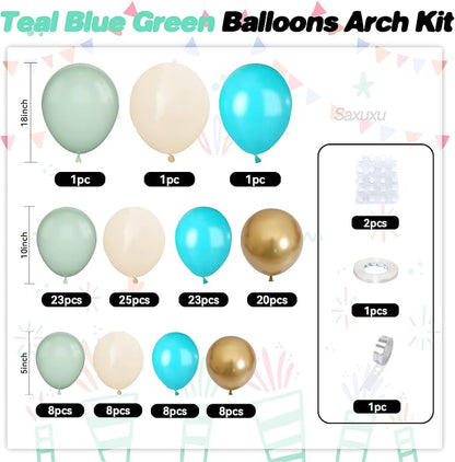Teal Balloons Arch Kit, Teal Green Balloon Garland Arch Kit, Macaron Teal Blue - Image 2