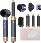 7 in 1 Blow Dryer Brush, Hair Dryer Hot Air Brush 110,000 RPM with Negative Ion Hair Styler for Fast Drying Straightening Curling Voluming (Grey)