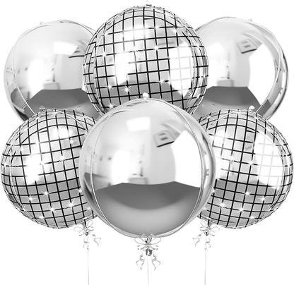 6Pcs 22 Inch Silver Balloons, Disco Ball Balloons by vibzox