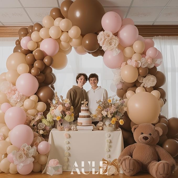 AULE Brown Balloon Arch Kit 155Pcs Light Pink Beige Balloons | Coffee Brown - Image 3