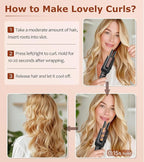 Auto Hair Curler, Automatic Curling Iron with 4 Temperature & 3 Timer, Automatic Shut-Off, Anti-Scald, Anti-Tangle Rotating Curling Wand for Hair Styling, Black