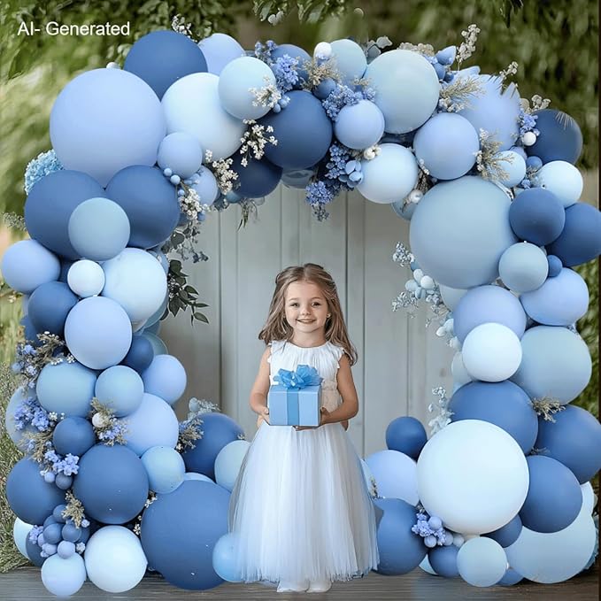Dusty Blue Balloons Arch Kit, Double Stuffed, Party Decor | Dark Denim Blue - Image 5