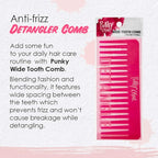 Punky Wide Tooth Comb for Women - Pink, Detangler Comb, No Handle Hair Detangling Combs for Wet, Dry & Curly Hairs