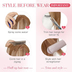 Hairro Human Hair Toppers For Women Wispy Thin Short Wiglet Hairpieces Natural No Bang Middle Part Side Bangs Hair Clip 11 Inches 14.5g #06 Light Brown
