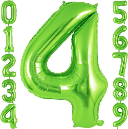 Green Number 4 Balloon 40 Inch, Big Large Foil Helium Number Balloons, Jumbo by AIQINHU
