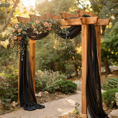 Black Wedding Arch Draping Fabric Backdrop Drapes Sheer 2 Panels | 28.7"x20FT - Image 6