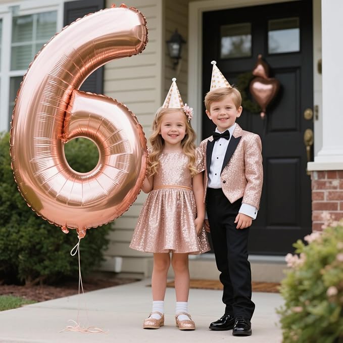 40 Inch Rose Gold Number 60 Balloons Foil Digital Helium Number Balloons - Image 2