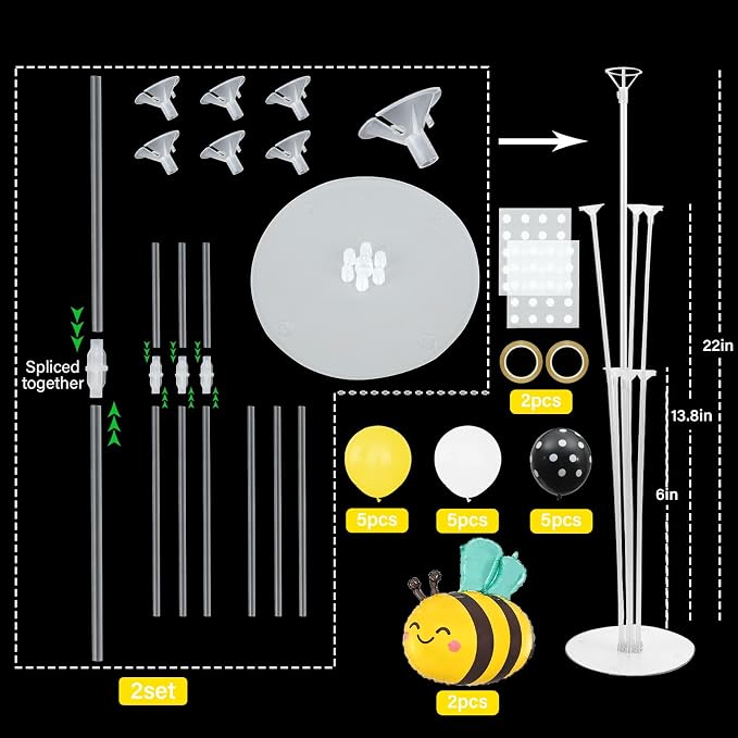 Bee Birthday Party Balloons Stand Kit 2 Sets - Image 2